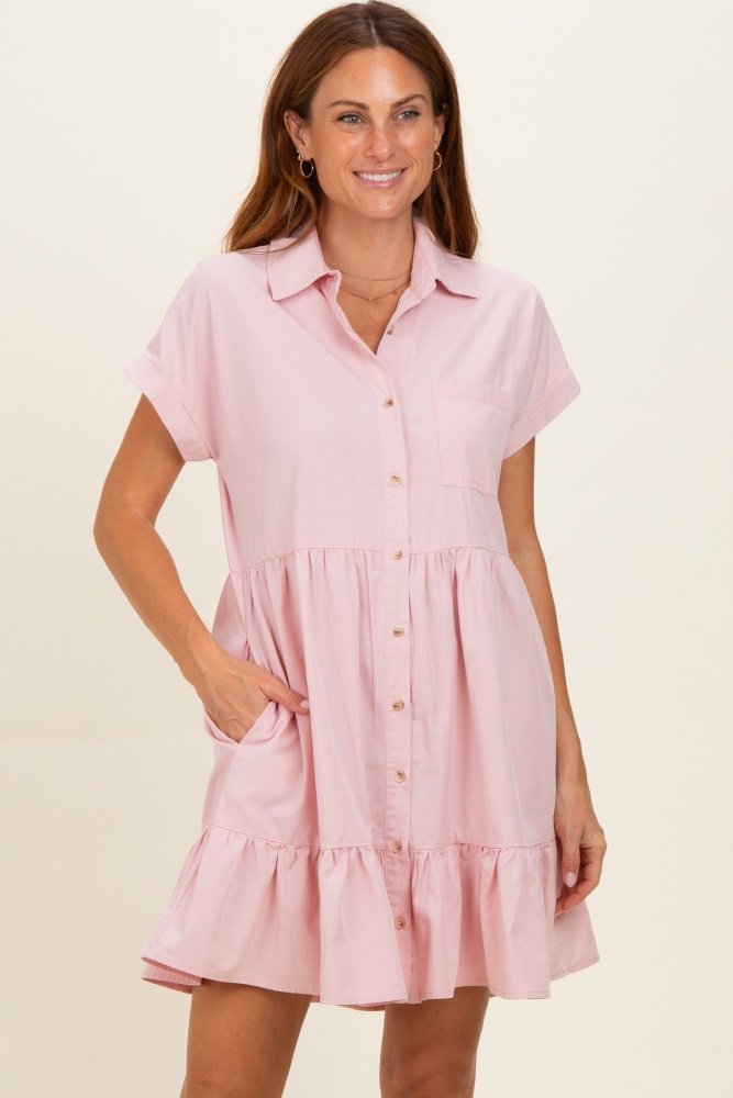 Pink Striped Button Down Maxi Dress PinkBlush Pink Striped Button Down Maxi Dress PinkBlush