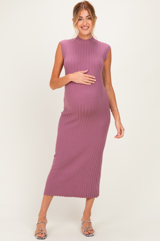 pink maternity sweater dress Thick Ribbed Knit Maxi PinkBlush baby shower Light Pink Cable Knit Maternity