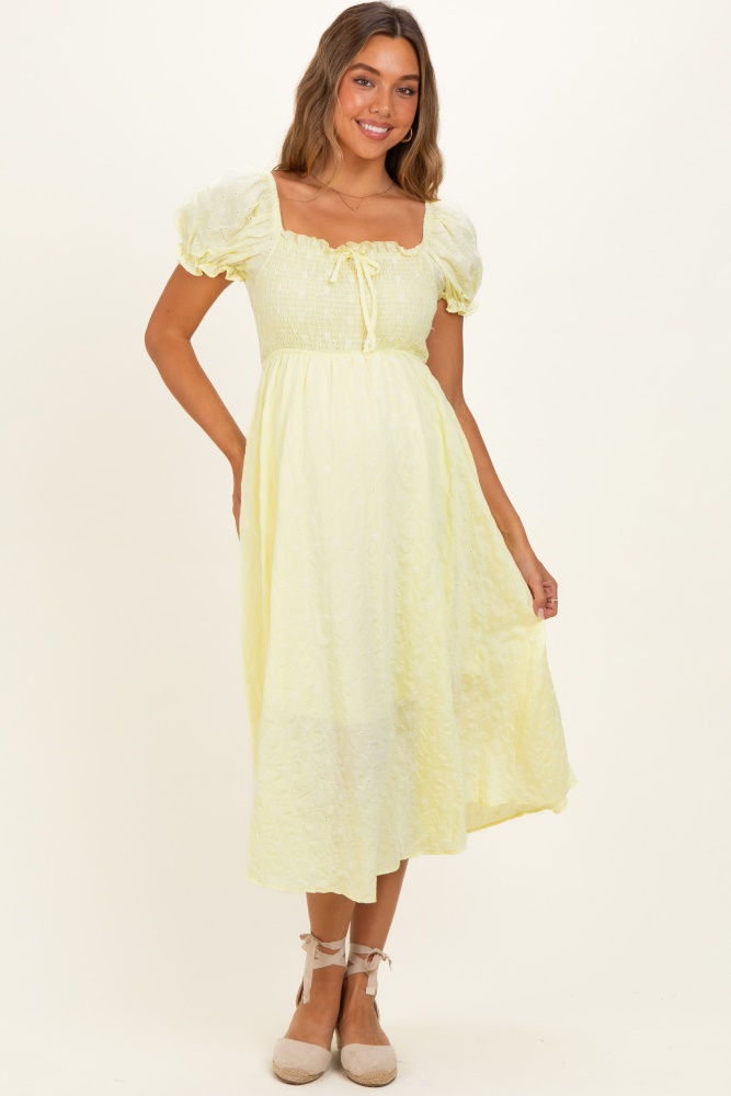 Butter Yellow Floral Cutout Back Maternity Maxi Dress  PinkBlush