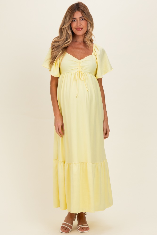 Mocha Gold Gold Foiled Plunging Maternity Maxi Dress  PinkBlush