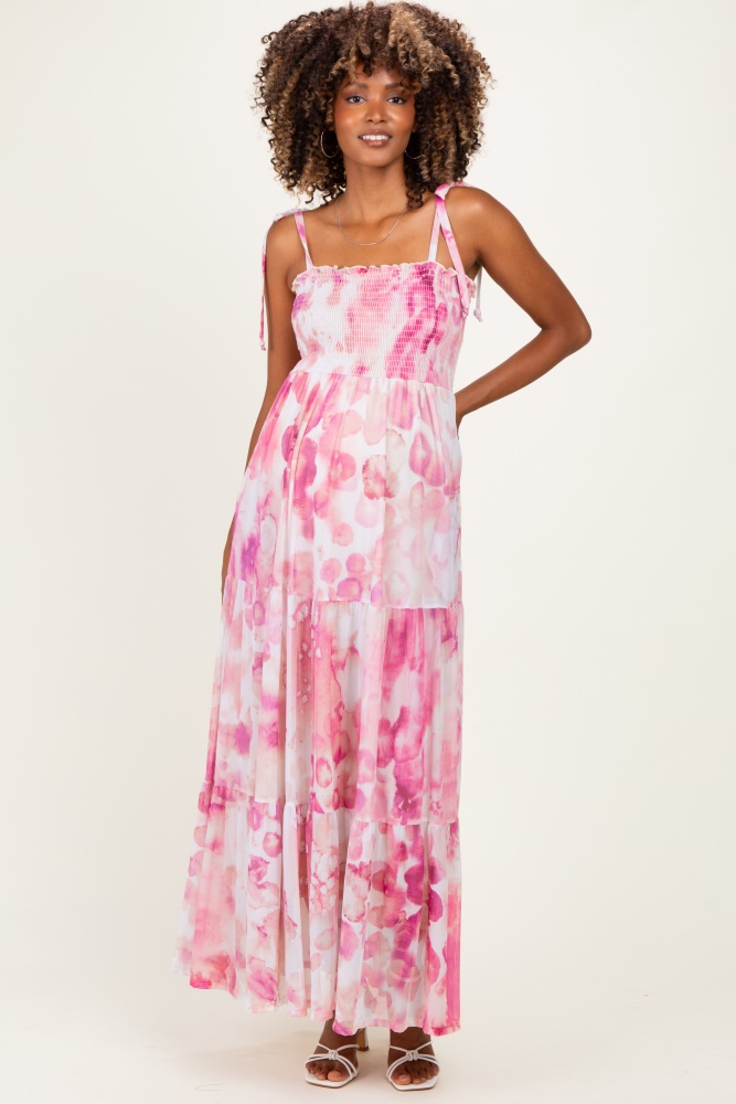 pink chiffon sleeveless ruffle maxi dress Self-Portrait Chiffon Sleeveless Ruffle Maxi