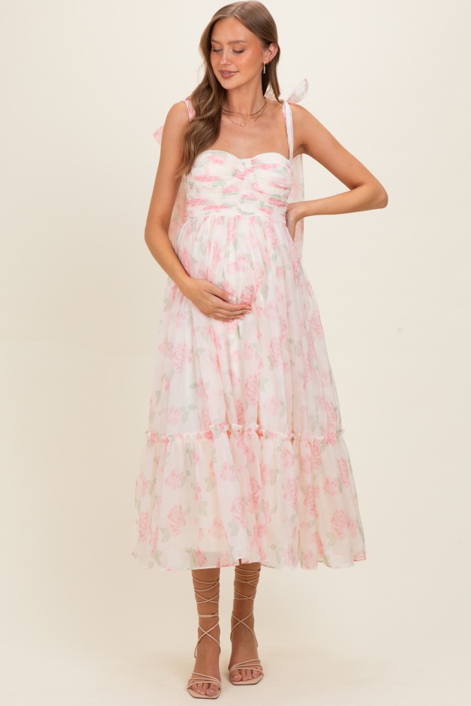 inexpensive maternity dresses OUGES Dress for Baby Shower Photoshoot Casual Ruffle Sleeve Summer Maxi with Pockets(Apricot,S) at Amazon Women's Clothing store Versatile Usage Clearance Maternity Dresses | PinkBlush
