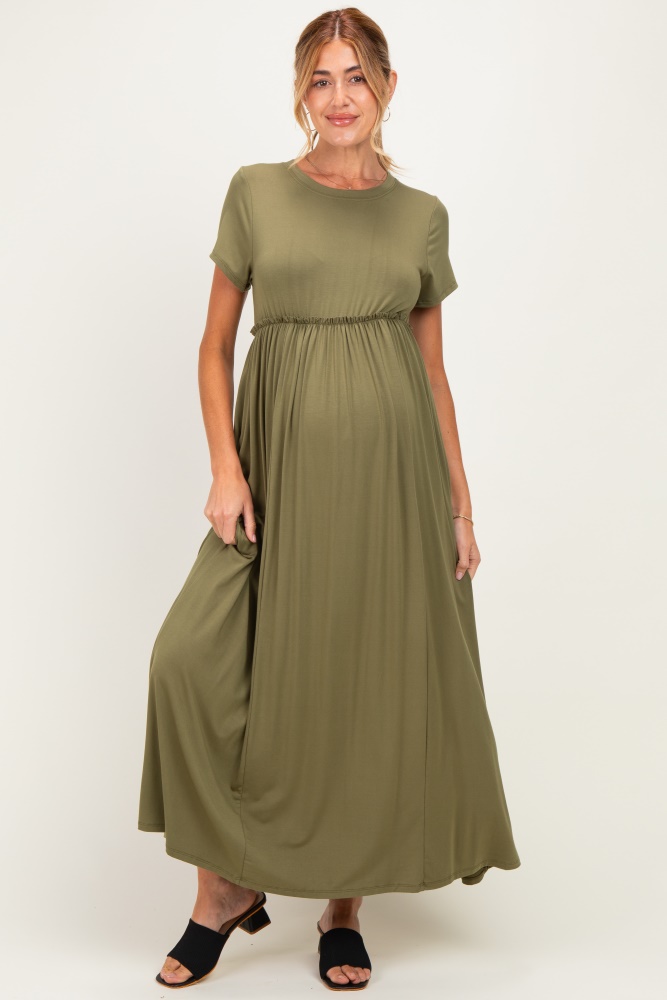 where can i buy maternity dresses OUGES Dress for Baby Shower Photoshoot Casual Ruffle Sleeve Summer Maxi with Pockets(Apricot,S) at Amazon Women's Clothing store joy and happiness! Buy Women Lilac Supersoft Ruffled