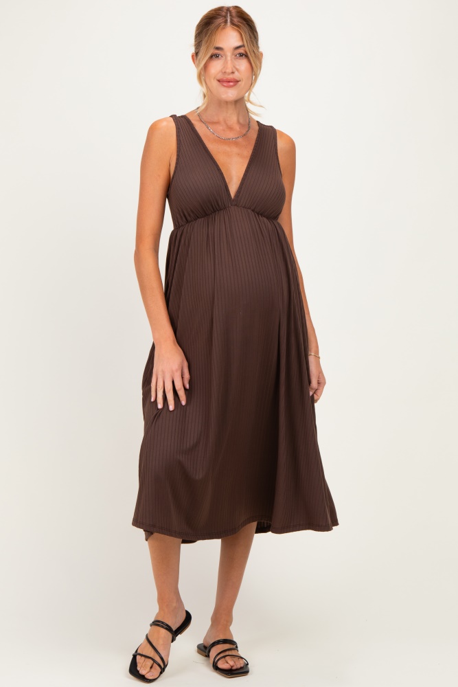 cute affordable maternity dresses Ribbed Maternity Dress | Gray Floral / Medium (8-10)