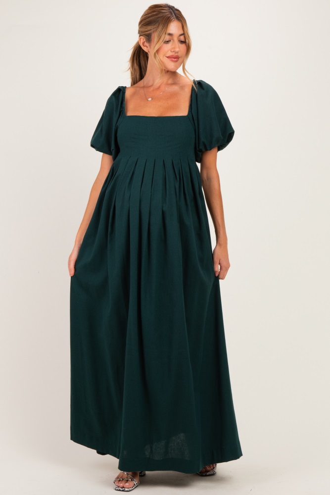hunter green dress plus size Square Neck Puff Sleeve Maxi – PinkBlush Collection: REACTIVE