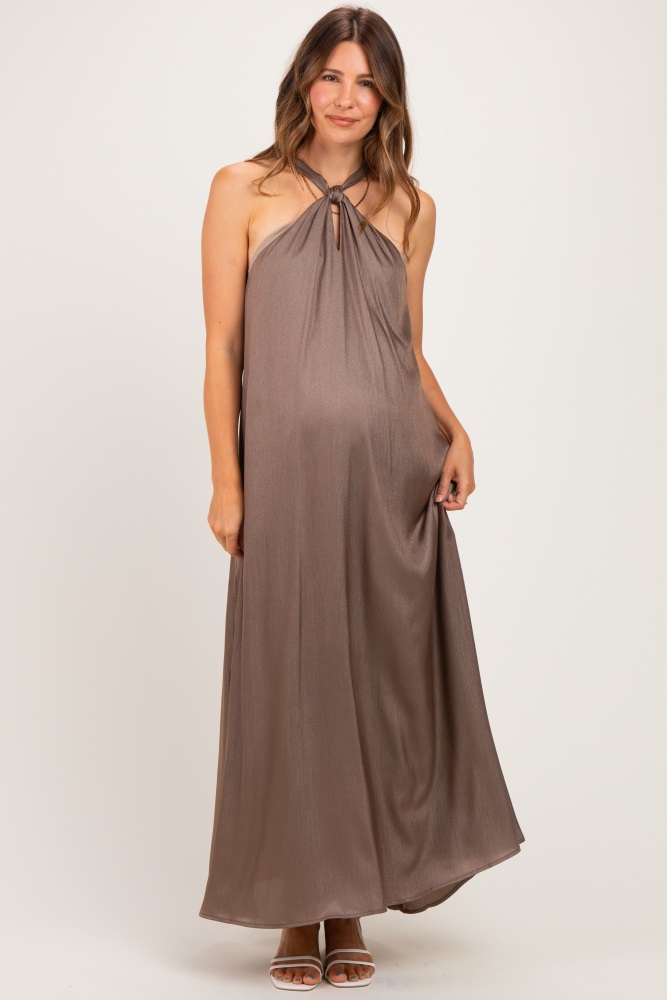 beige chiffon printed square neck empire maternity maxi dress – PinkBlush Featuring a soft