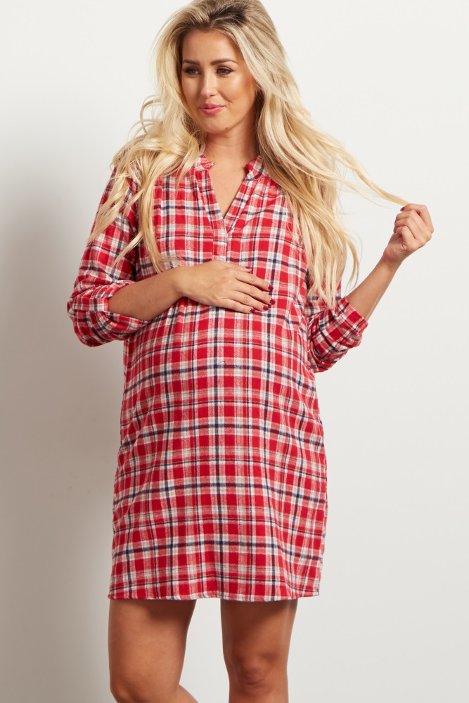red plaid flannel dress