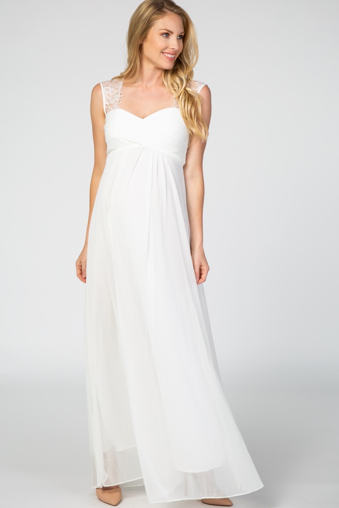 Chiffon Evening Maternity Dress Size 8-18 Black /& Ivory