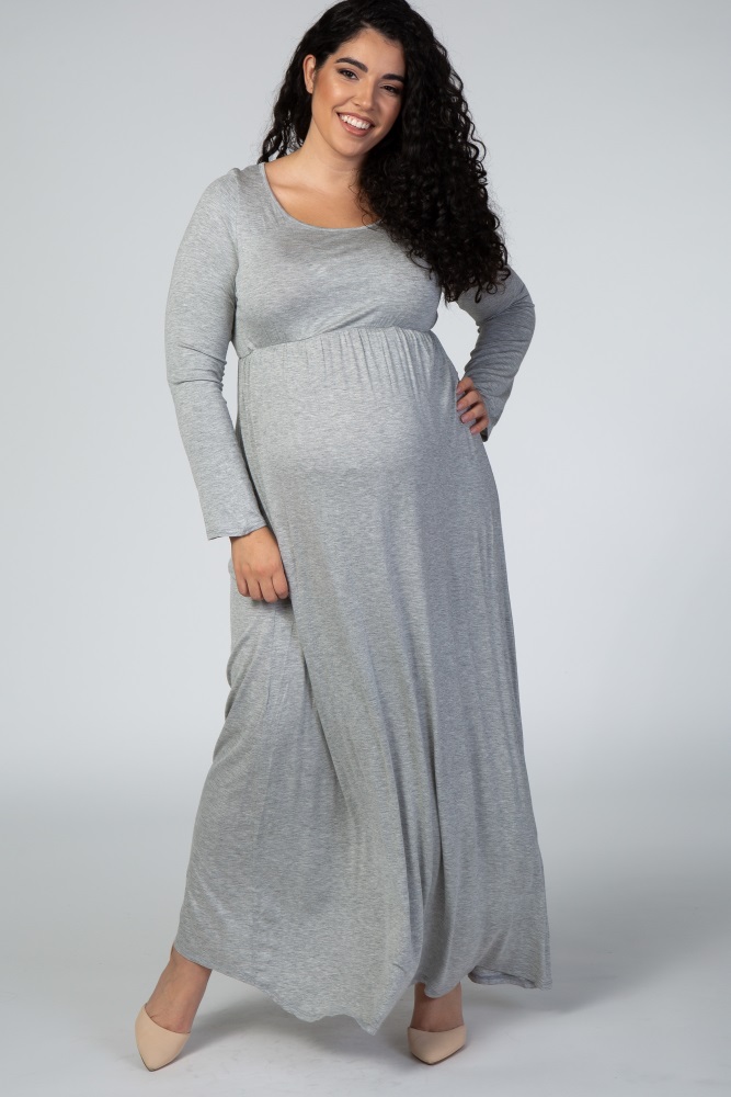 grey long sleeve maxi dress