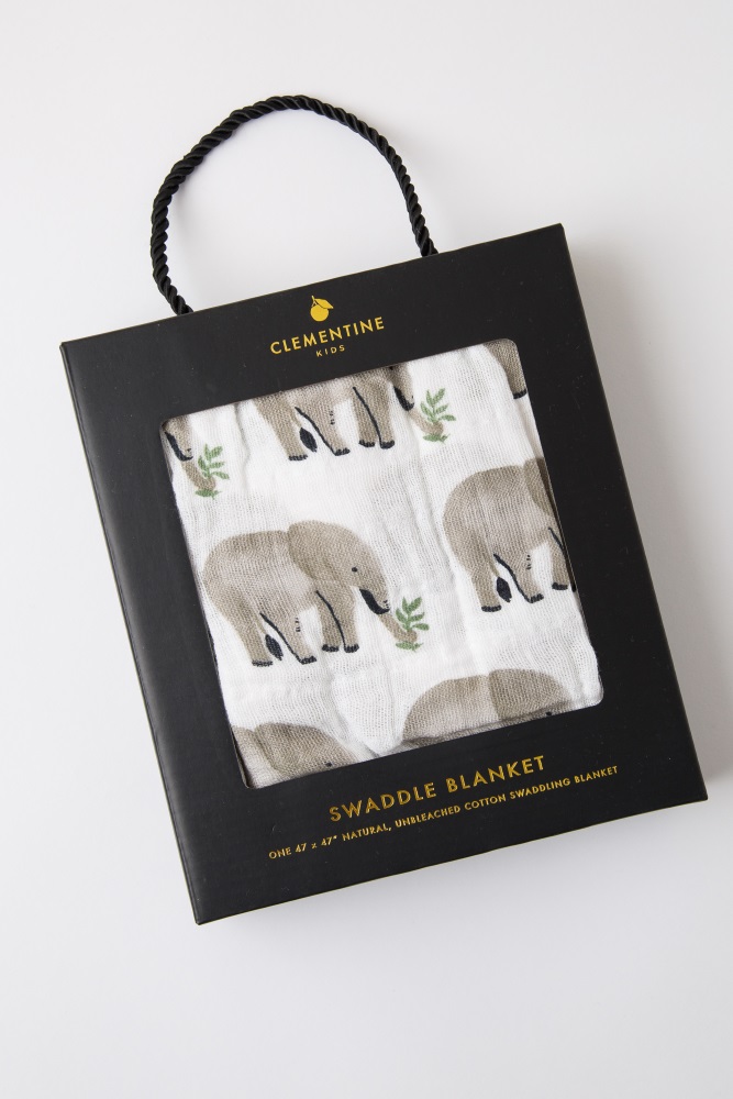 elephant muslin swaddle blanket