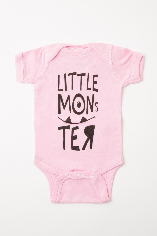 Pink Little Monster Baby Bodysuit