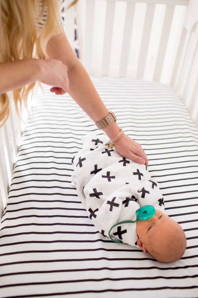 White Striped Fitted Crib Sheet