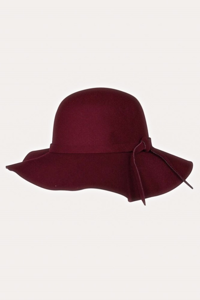 burgundy wool floppy hat