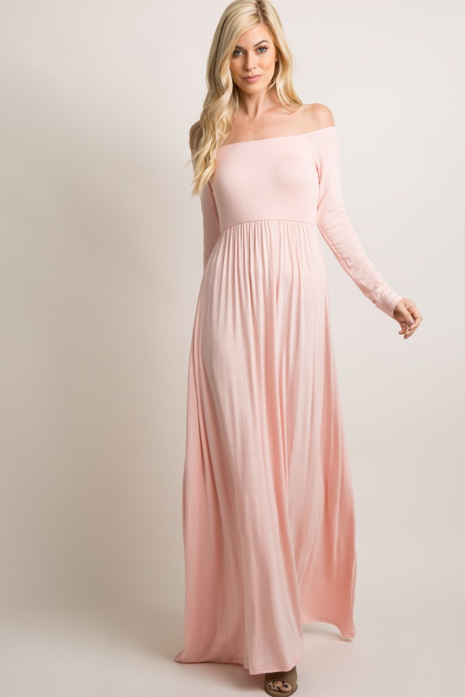 pink blush maternity maxi dress