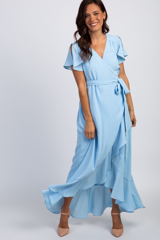 pale blue wrap dress