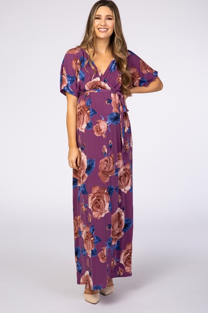 purple wrap maxi dress