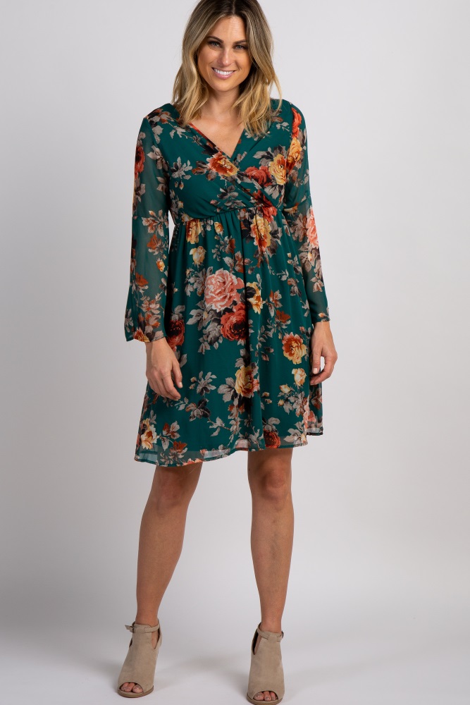 green chiffon wrap dress