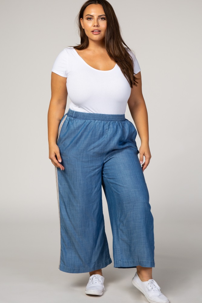 plus size chambray pants