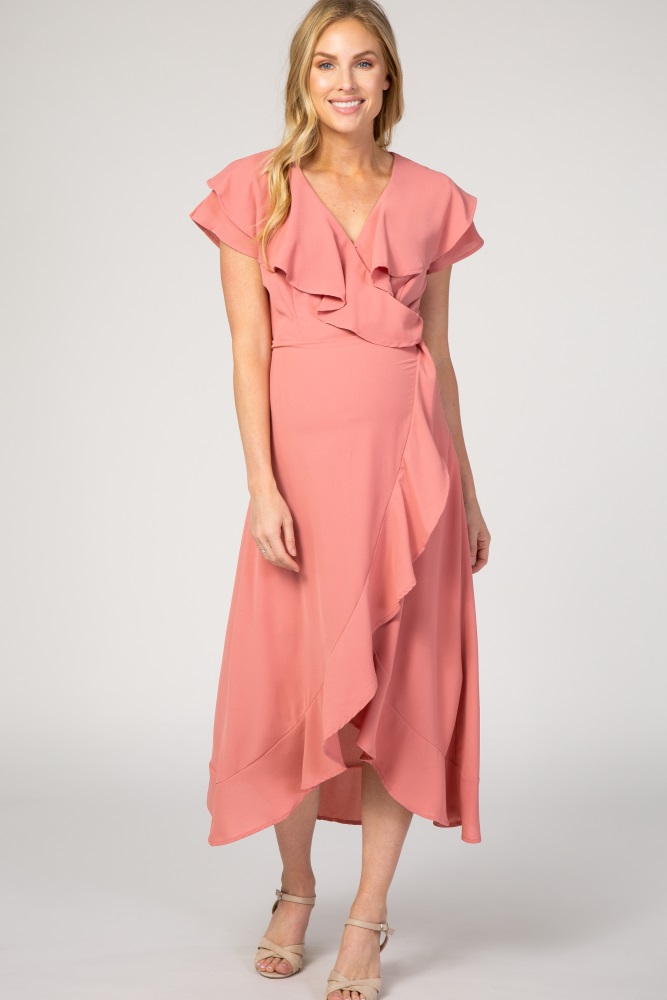 mauve wrap maxi dress