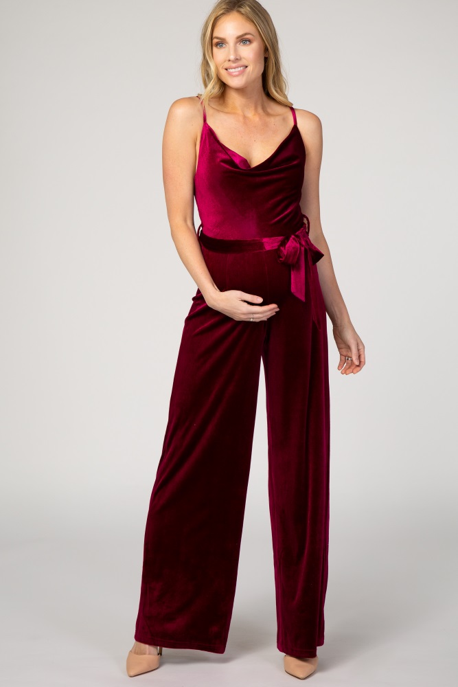velvet maternity jumpsuit