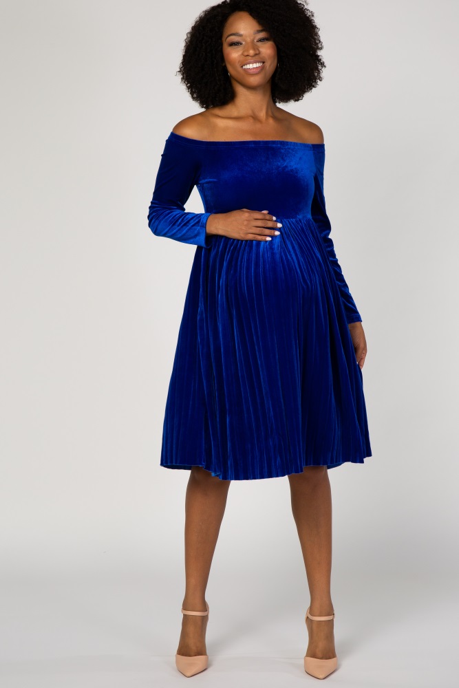 velvet pleated midi dress