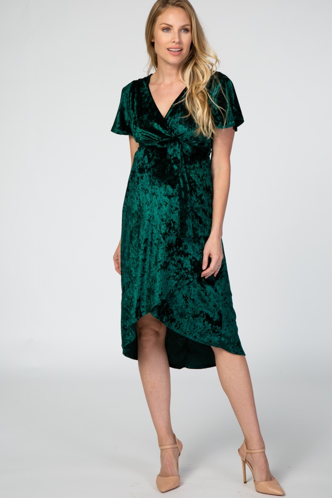 crushed velvet wrap dress