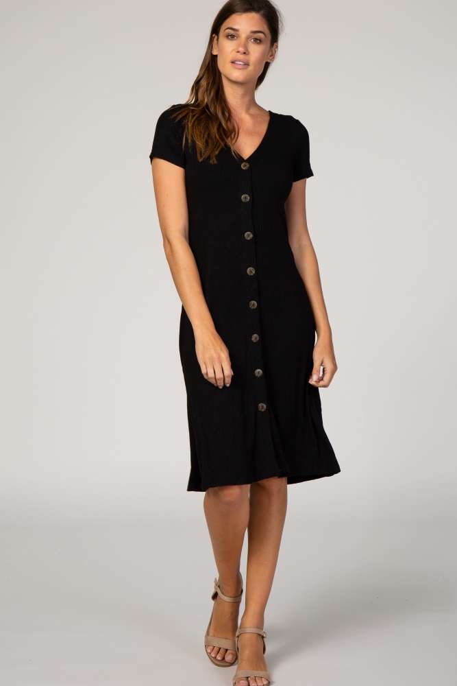 black button down dress with sleeves