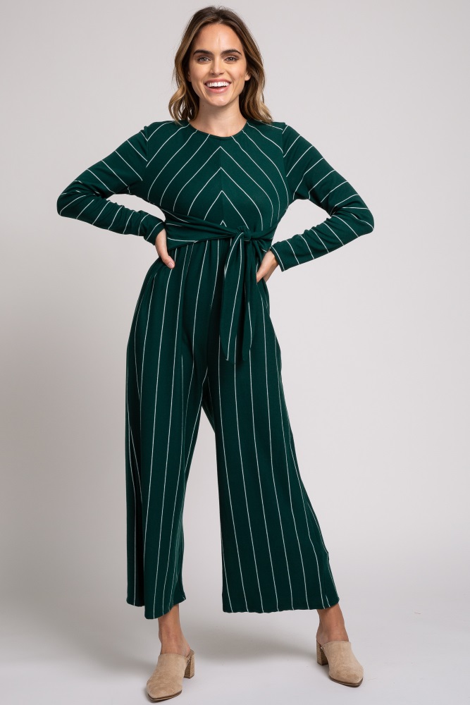 long sleeve striped jumpsuit