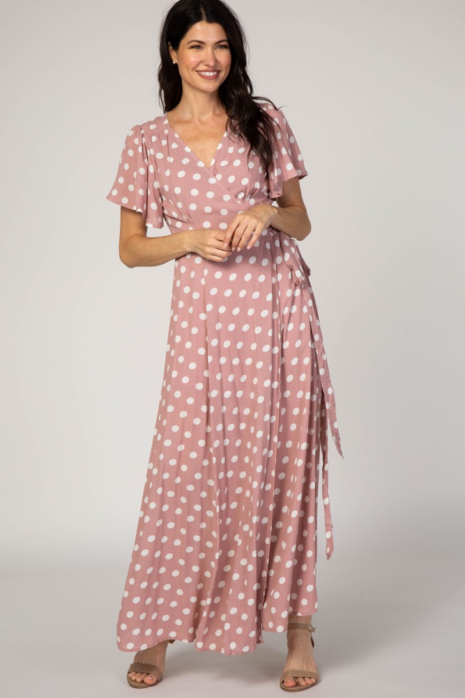 polka dot wrap maxi dress