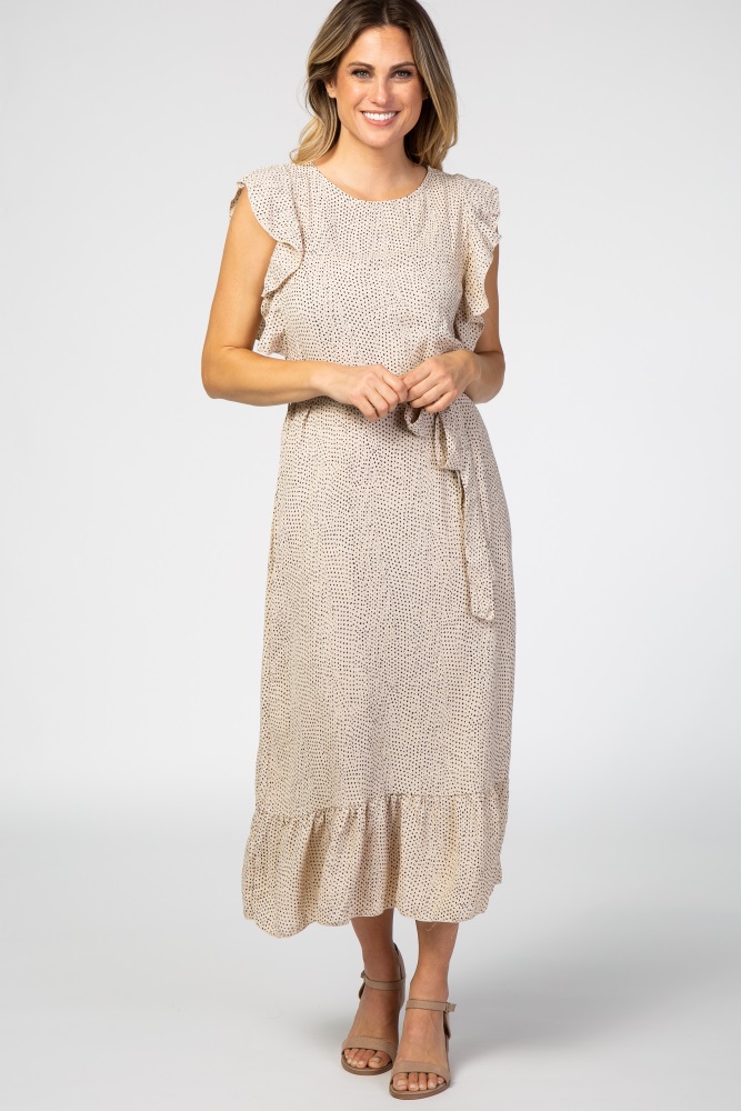 taupe maxi dress with sleeves