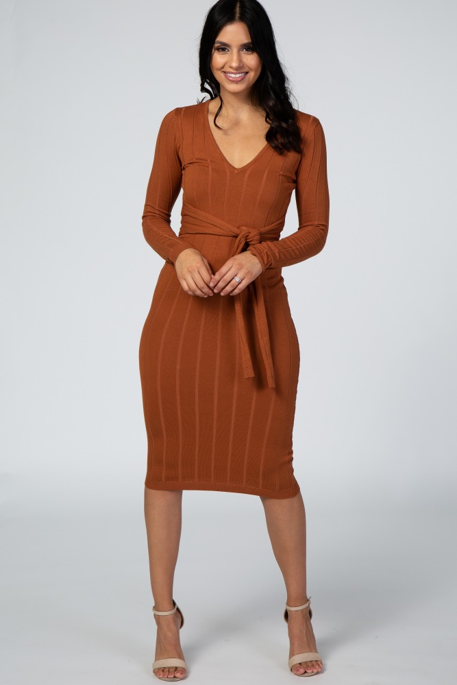 midi fitted dress with sleeves