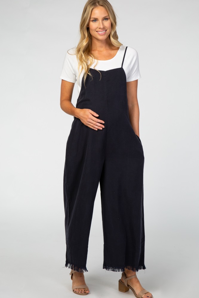 navy blue maternity jumpsuit