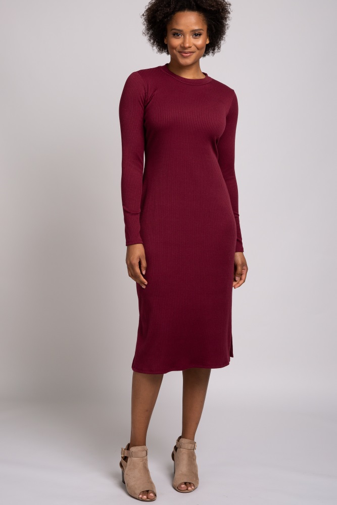 burgundy mock neck dress