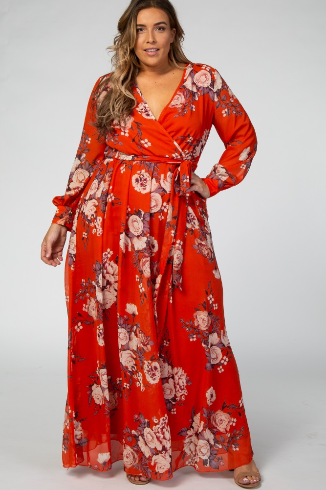 long sleeve orange maxi dress