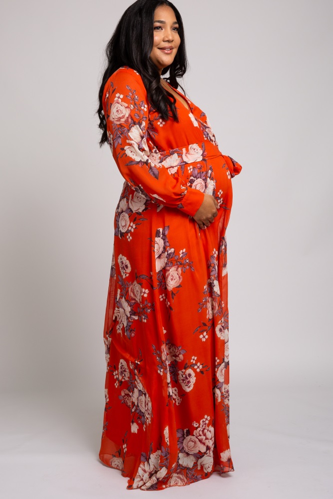 orange maternity maxi dress