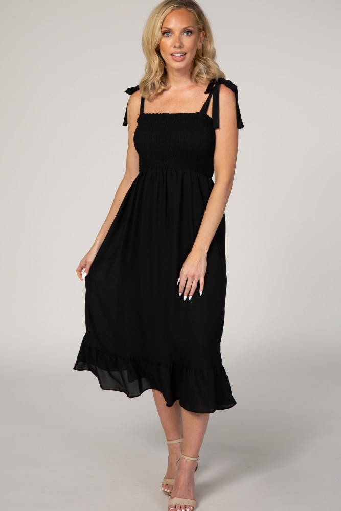 black strap midi dress
