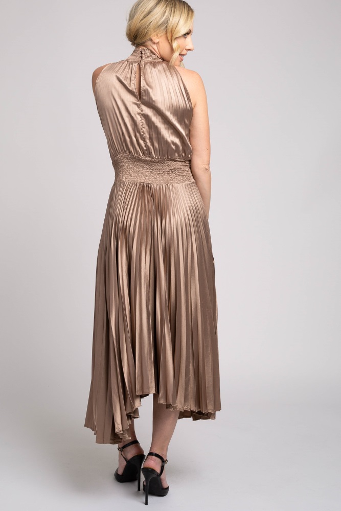 mocha satin dress
