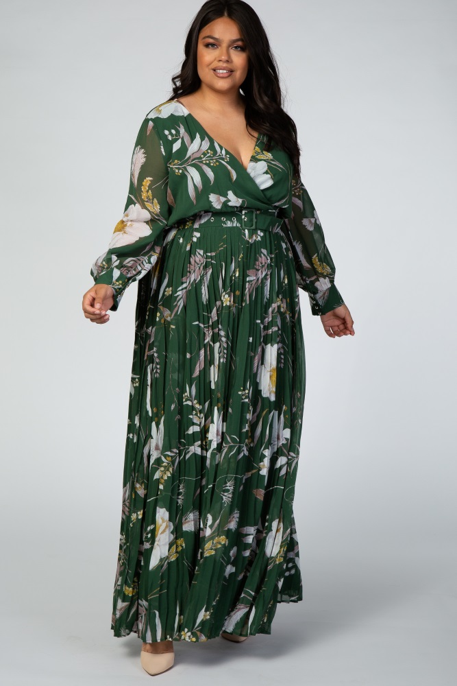 pleated long sleeve maxi dress