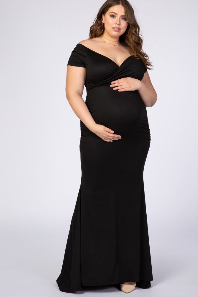black plus size maternity dress