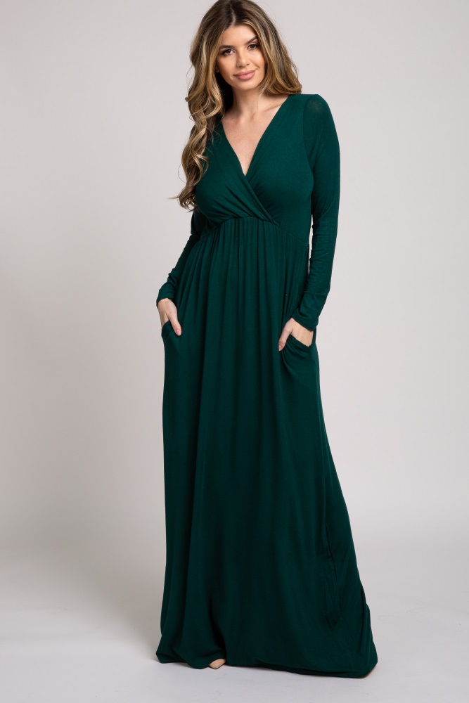 green long sleeve maxi dress