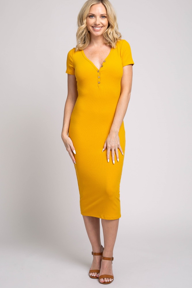 short yellow maternity dress