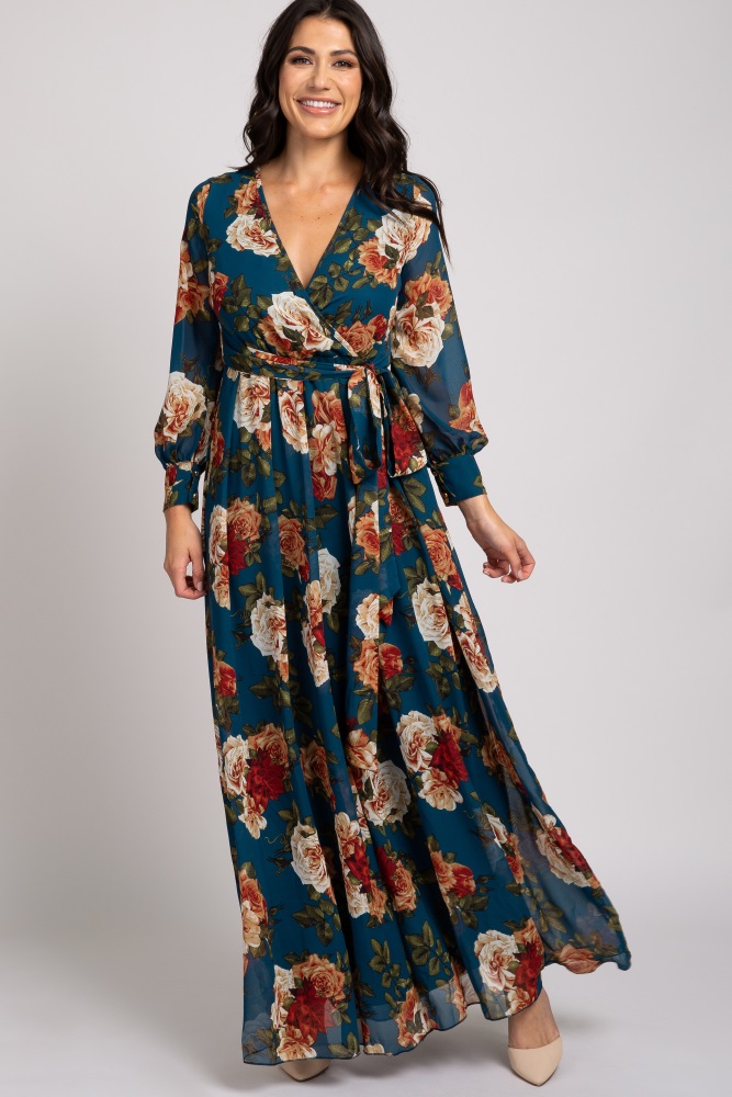 floral print chiffon maxi dress