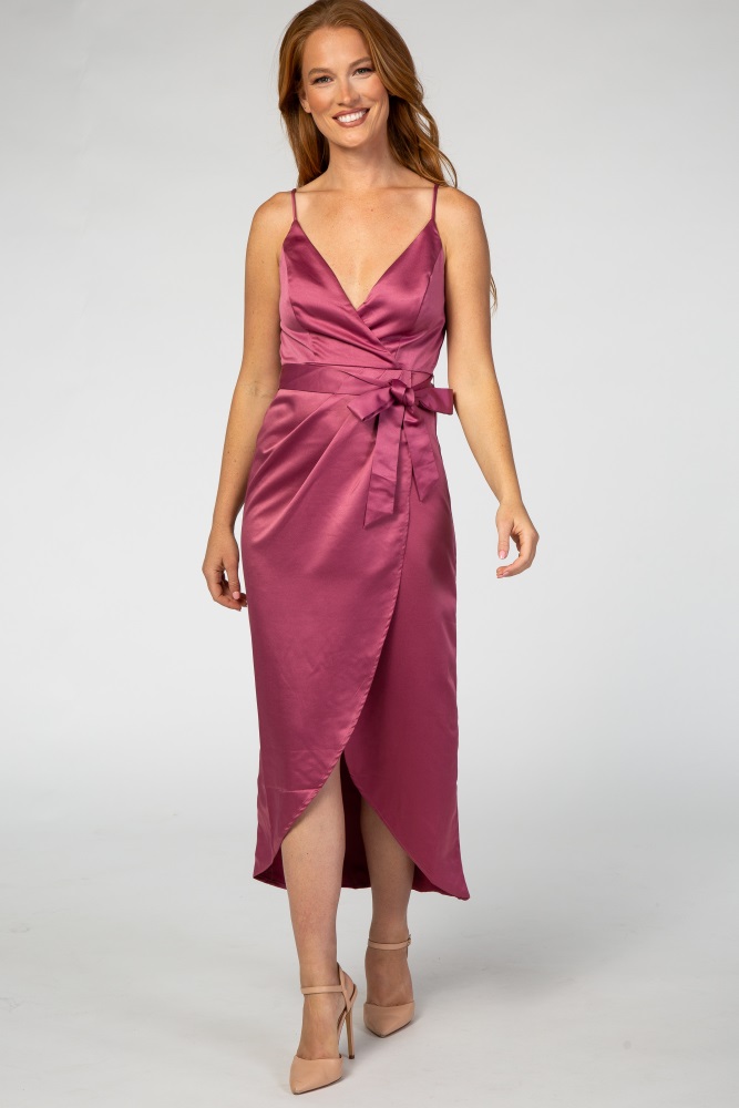 mauve wrap maxi dress