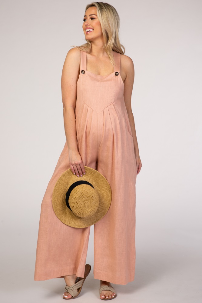 maternity linen jumpsuit