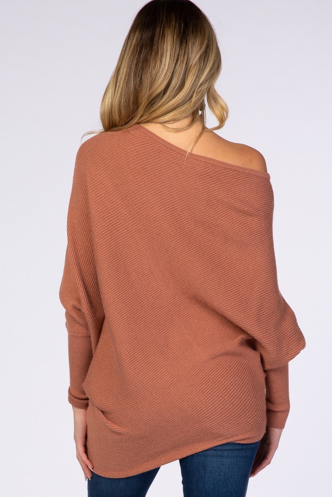 Rust Rib Knit Off Shoulder Maternity Sweater Rust Rib Knit Off Shoulder Maternity Sweater