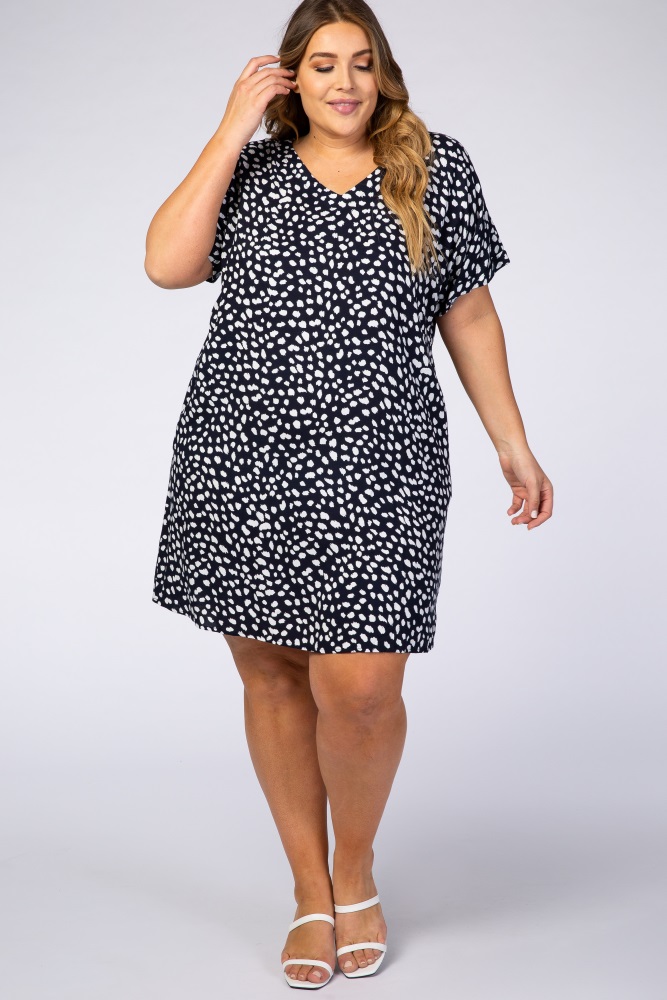 navy blue shift dress plus size