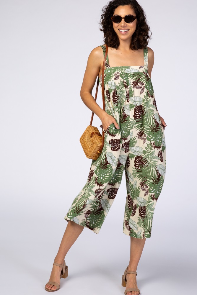 leaf print jumpsuit