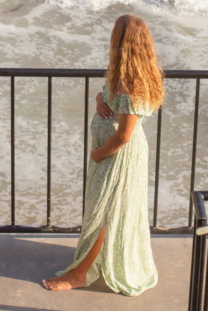 slim fit dress slacks Ladies Maxi Dress Green - Bump Friendly main image 0