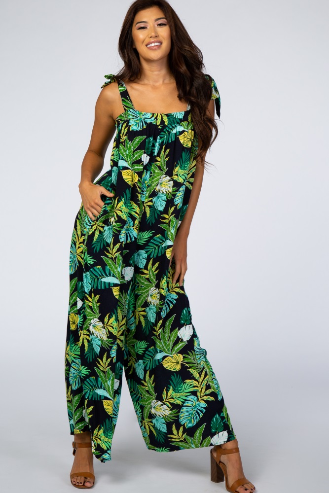 green tropical jumpsuit