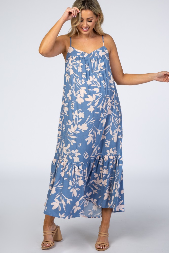 pink and blue maxi dress
